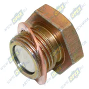 Пробка (сталь) DIN7604 М18х1,5 h=19 К=24 магнитная с шайбой (медь) КПП Газель Некст