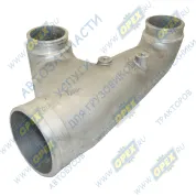 Патрубок (алюм.) (3 изг. У-образный) прямой выход ф115х130 2 вых, ф80х90 L=600 2 отв. М10х1,5 соединительный впуск. коллектора