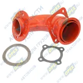 Патрубок ф65/ф90 L1=162 L2=155 квадр.флан.4отв/кругл.фл 8отв.,приемный КАМАЗ-ЕВРО; 8 шпилек