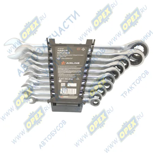 AT-10-51 Набор комбинированных трещеточных ключей; 10пр 8-24 пласт.держат Airline