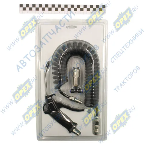 AT34510 Пистолет продувочный (пневматический) со шлангом ф6; 5м, с быстросъемом ф6 (с установочным комплектом), 9,8атм/10bar AT1