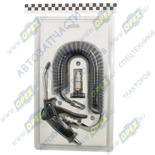 AT34511 Пистолет продувочный (пневматический) со шлангом ф6; 5м, с быстросъемом ф6 (с установочным комплектом), 9,8атм/10bar AT1