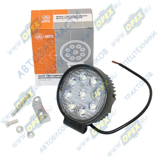 AE27R-9LED-55PC Фара рабочего света светодиодная КРУГЛАЯ 27 вт (ближний свет); 9 диодов, (115х55х142) 12/24 В AVTOELECTRICA