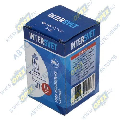 H4-24-75/70 Лампа накаливания 24V 75/70 W; H4 (P43t) MAN Bus (1970-2020), VOLVO FE (2006-2020), SCANIA T Truck (2003-2020), IVECO Stralis (2016-2020); INTERSVET AVTOELECTRICA