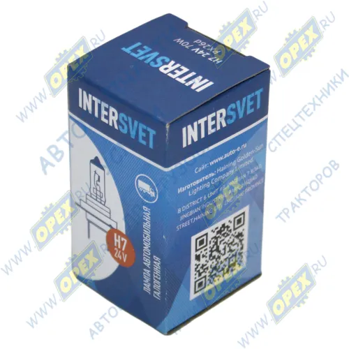 H7-24-70 Лампа накаливания 24V 70W; H7 (PX26d) MAN Lion's (1991-2021), MB Actros MP2/MP3 (2002-2021), RVI Premium (1996-2021), VOLVO L120 (1986-2021); (INTERSVET) AVTOELECTRICA