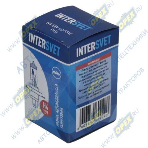 H4-12-60/55 Лампа накаливания 12V 60/55 W; H4 (P43t) KRONE (1970-2020), MB MB/MBO (1970-2020), RVI LCV (1970-2020), SCANIA LCV (1970-2020), VOLVO LCV (1970-2020); (INTERSVET) AVTOELECTRICA