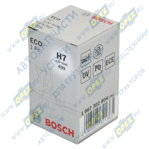 1987302804 Лампа накаливания 12V 55W; H7 (PX26d) MB Accelo (2003-2020), VOLVO LCV (1970-2020) MAN LCV (1970-2020), MB Accelo (2003-2020), VOLVO LCV (1970-2020); Pure Light Bosch