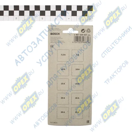 1 987 529 037 Набор плоских предохранителей; 1x(5A+7.5A+25A+30А); 2х(10A+15A+20А) Bosch1