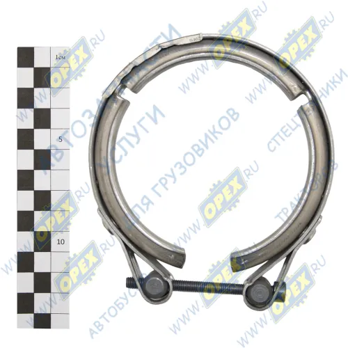 70819 Хомут турбокомпрессора V-образный зажим, ф104-112, INOX Cursor Stralis; Ø = 88,9 / L = 20, INOX Dinex1