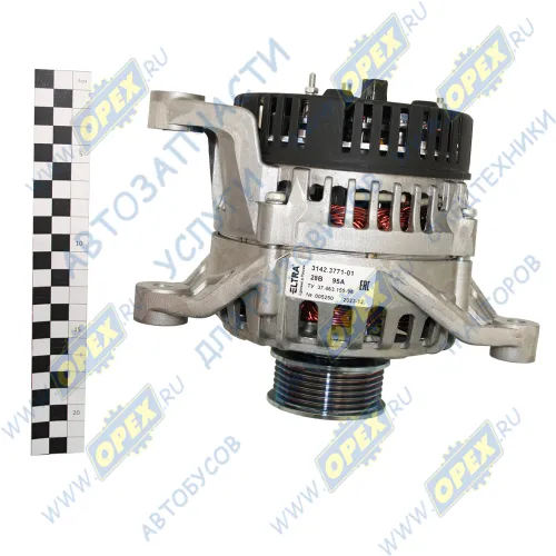 3142.3771-01 Генератор 28В поликлин.шкив ф70/ h=30 с выводом под датчик, 1 клемма под фишку КАМАЗ-740.30 KAMAZ-6520 740.30, 740.31, 740.50; 95А ELTRA2