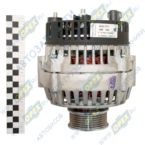 4542.3771 Генератор 28в КАМАЗ (ЕВРО-3,4) поликл.шкив 6 руч. ф60 h=30 с пятипин.разъемом KAMAZ 5460 eng. 740.64-420 Euro-3 2003-; 90А ELTRA2