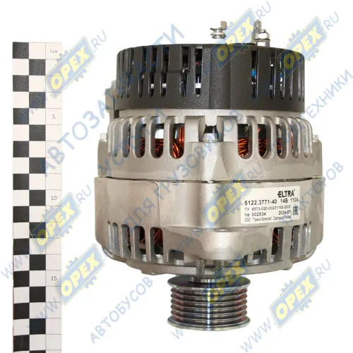 5122.3771-40 Генератор 14в (110-125А) ГАЗ-3302,УАЗ дв.УМЗ-4213,4216 шкив поликлиновой; 110А ELTRA2