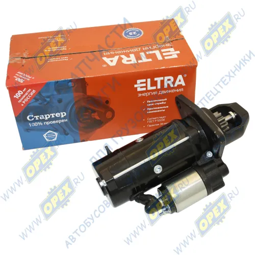 1832.3778000 Стартер 24В z=10 модуль-3,75 КАМАЗ ЕВРО-2 (крепеж 3 болта) с колоколом; 7,5кВт редукторный ELTRA