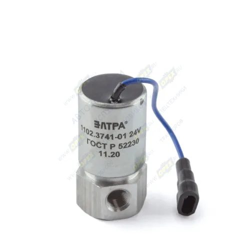 1102.3741.000-01 Клапан электромагнитный топливный КАМАЗ,ЯМЗ 24В, ф28 L=60; 1 плоск. клемма ELTRA