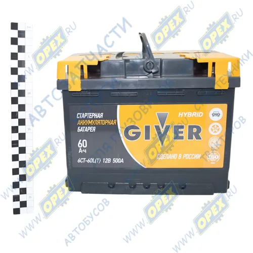 6СТ-60-ПП Аккумулятор (АКБ) прямая полярность 60 а/ч 242х175х190; 500А GIVER1