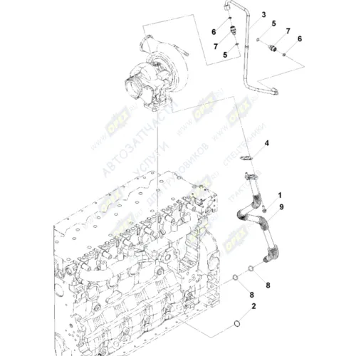 0800 Штуцер трубки подачи масла на турбину дв. ISBE,ISDE HAFFEN3