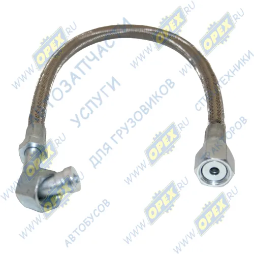 0160 Шланг ВД ф12 L=515 Г=М18+К21/Г=М18+К21; 1 фитинг 90 град., в стальн.оплетке, подачи смазки к ТКР Cummins 6ISBe,6ISDe HAFFEN