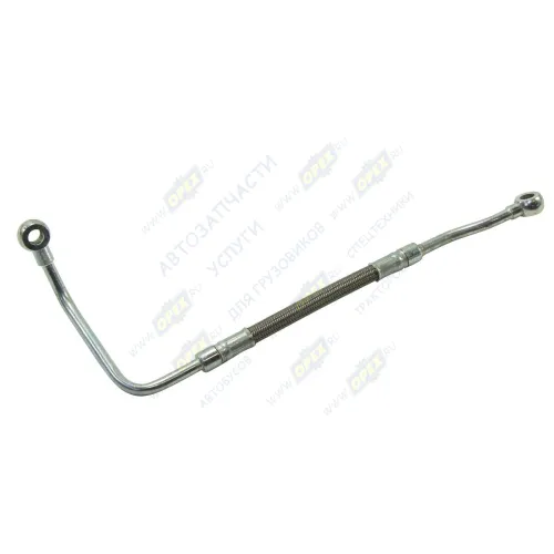 0246 Трубка (сталь+шланг) ф8 L=480 под 2 штуцера ф10,гибкая,подачи масла к ТКР турбокомпрессору Газель (дв.Cummins ISF 2.8) HAFFEN