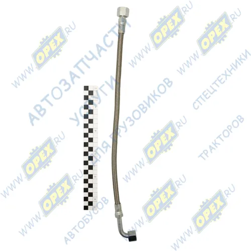 0160 Шланг ВД ф12 L=515 Г=М18+К21/Г=М18+К21; 1 фитинг 90 град., в стальн.оплетке, подачи смазки к ТКР Cummins 6ISBe,6ISDe HAFFEN1