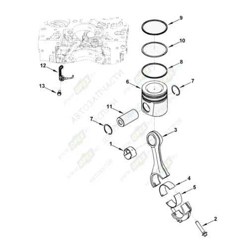 0028 Вкладыши шатунные (к-т) STD; Cummins ISF3.8 (Foton, Валдай, Зубренок, ПАЗ); комплект 8шт на а/м HAFFEN3