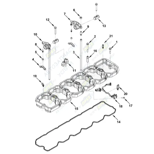 0763 Корпус (проставка) коромысел клапанной крышки КАМАЗ двиг. 6ISBe,6ISDE Cummins HAFFEN1