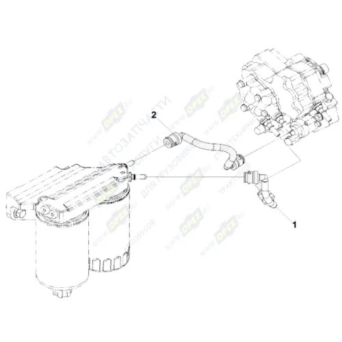 0162 Трубка (ПВХ+РТИ) ф12; L=250 еврозажим, С/И, подачи топлива от фильтра к ТНВД (дв.Cummins ISBe) HAFFEN1