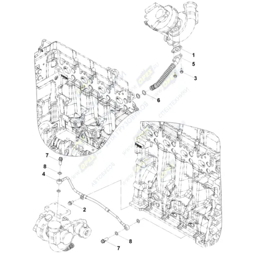 0246 Трубка (сталь+шланг) ф8 L=480 под 2 штуцера ф10,гибкая,подачи масла к ТКР турбокомпрессору Газель (дв.Cummins ISF 2.8) HAFFEN1
