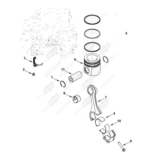 0071 Кольца поршневые ф107мм (дв.Cummins ISBe,ISDe,QSB) V=4.5,6.7; (комплект на один поршень) HAFFEN1