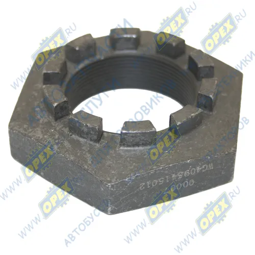 WG4095415012 Гайка С/И М45х1,5 h=23 К=74 корончатая ступицы передней HOWO T5G/T7H/C7H, мост VGD95 Howo