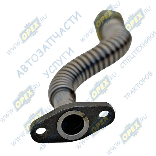 201V05703-5395 Трубка (сталь) кривая (2 изг.) ф18 L=200 Ш=М24х1,5+К32/ромбич. флан. 68х30 2 отв. ф9 (гофра) слива масла с турбины T5G\SITRAK MC11 Howo1