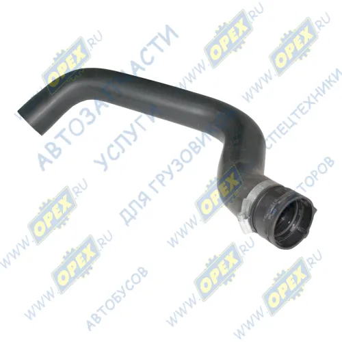 3904.56 Шланг (патрубок) кривой (3 изг.) ф58х68 L=750 (ПВХ. наконеч. внутр. уплотн. винт. хомут) радиатора Lema