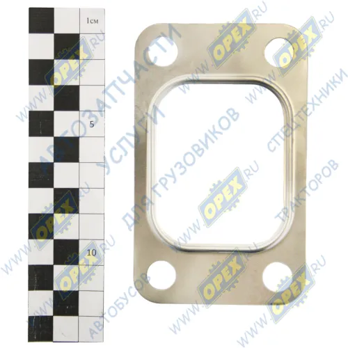 21800.00 Прокладка (сталь) прямоуг. 108х67 внутр. 62х49 4 отв. ф11 турбокомпрессора MB IVECO Arway (2005-2020), MB Accelo (2003-2020), Lema