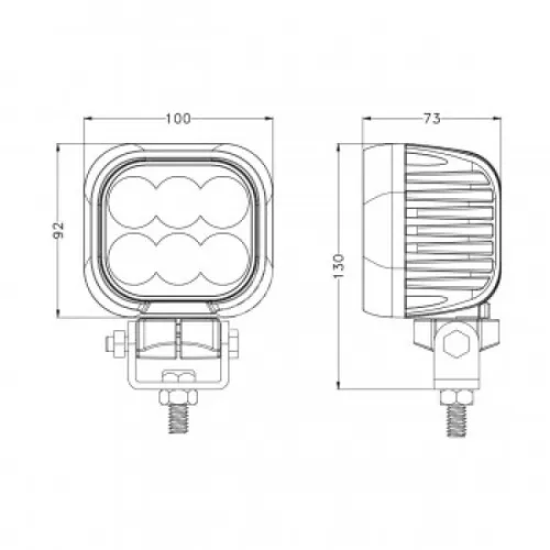 1660SF (EMC) Фара рабочего света светодиодная КВАДРАТНАЯ (серт.EMC) (подключение DEUTCH 2-х контактный (2 Pin)); 60вт квадратная (широкий луч) диоды OSRAM 100x92x73 5000K 7800лм (ближний) LT1