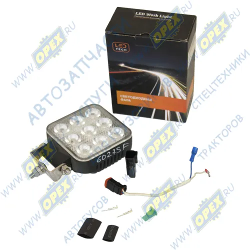 6027SF (EMC) Фара рабочего света светодиодная КВАДРАТНАЯ 27 вт; 27 вт ближний (широкий луч) диоды OSRAM 135x100x48 5000K 3510лм LT