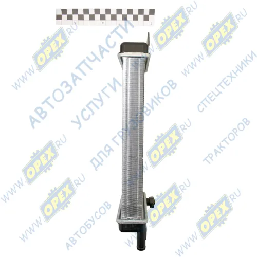 LRh 0720 Радиатор отопителя КАМАЗ; (алюм.сборный) 2 вых.ф18, 1 прямой/1 загнутый на 2-х болтах Luzar2