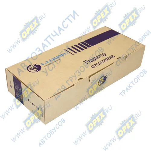 LRh 0720 Радиатор отопителя КАМАЗ; (алюм.сборный) 2 вых.ф18, 1 прямой/1 загнутый на 2-х болтах Luzar