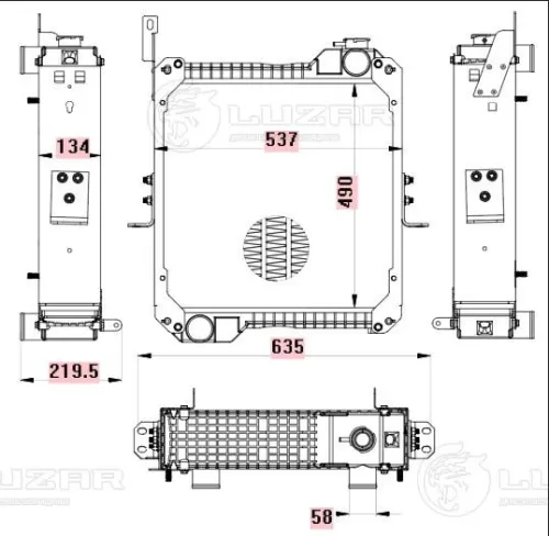 LRc 3115 Радиатор водяной для TEREX 860, 970, 980. Luzar