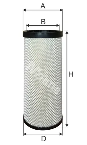 A 557/1 Фильтр воздушный A=179 B=143 D=174 H=535 RVI Kerax MIDR06.20.45/06.23.56/DCi11 06.97-04.06 IVECO LCV (1970-2020), RVI Kerax (2000-2020), VOLVO FE (200; CF 18 202 M-Filter