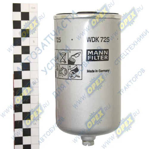 WDK 725 Фильтр топливный A=76 B=63 C=72 H=125 M16x1.5 СО СЛИВОМ MAN Bus (1970-2020), MB Bus (1970-2020), SETRA (1970-2020); WDK 725 Mann2