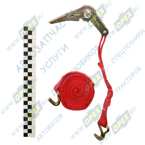 RMSGK2.5.2 Ремень (стяжка) крепления груза 2,5м до 2тонн; (2х25) с замком, 2 крюка RedMark1
