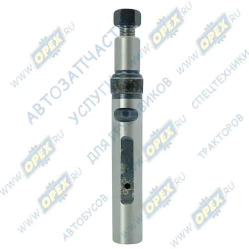 DZ9114520005 Палец резьбовой L=215 ф25/ф30/ф35 с лысками М16х1,5 Р=18 выточка торц. отв. М10х1 рессоры передней SHAANXI (под гидроцилиндр) Shaanxi