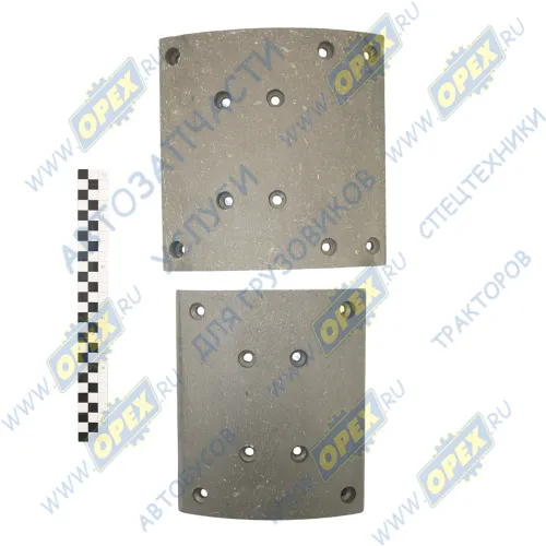 DZ9112340062/63 Тормозная накладка задняя (8+10 отверстий) КамАЗ-6580; (2 шт) Shaanxi
