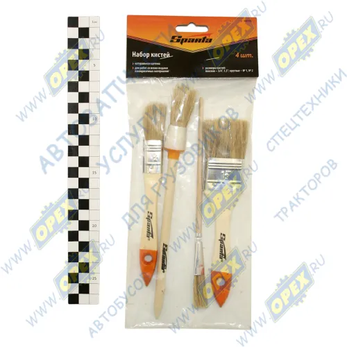 841135 Набор кистей; 4 шт. (плоские 3/4", 1,5", круглые №1,№2.) Sparta