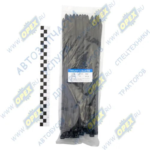 SK 7.6*300 (50) B Хомут-стяжка ПВХ разрыв 55кг.; (50шт) черная Technik