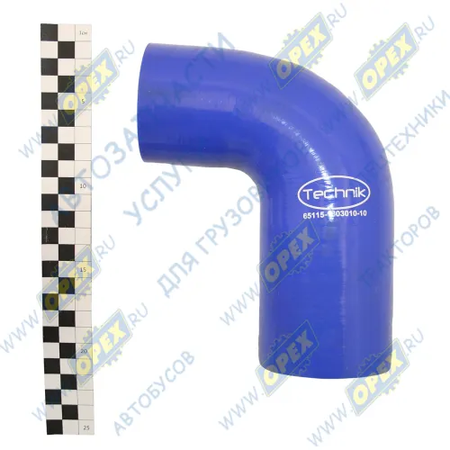 65115-1303010-10 Шланг (патрубок) кривой ф60/70 L=110/150 Г-образный, радиатора верхний КАМАЗ СИНИЙ силикон Technik1