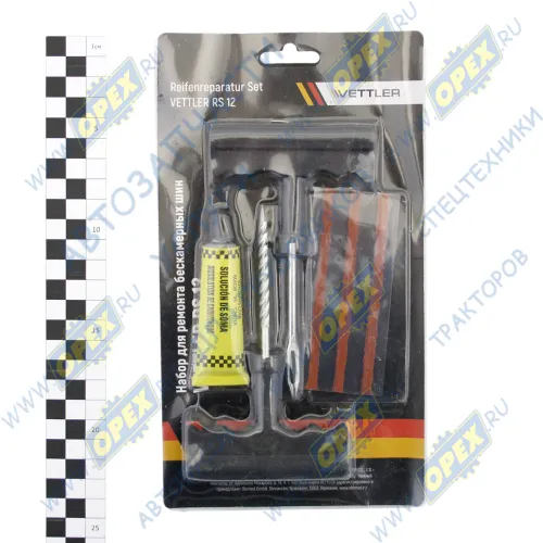 18550 Аптечка (РМК набор) для ремонта шин; бескамерных шин (шило,клей,жгуты) VETTLER
