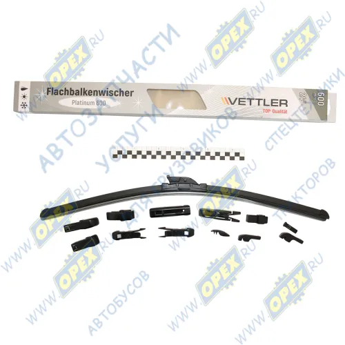 VEPLATINUM600 Щетка стеклоочистителя 600мм [24"] MB Vario (1996-2021); бескаркасная PLATINUM с переходниками VETTLER
