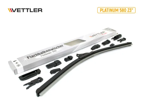 VEPLATINUM580 Щетка стеклоочистителя 580мм [23"]; бескаркасная PLATINUM с переходниками VETTLER