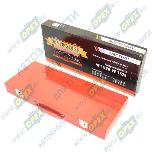 VE TK22 Набор головок торцевых 1/2"; DR 6-ти гран (8-32) 24пр металл кейс, вороток,трещетка VE-TK22 VETTLER