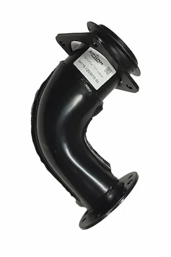 54115-1203010-50 нерж Патрубок ф65/ф90 L1=147 L2=155 квадр.флан.4отв/кругл.фл 8отв.,приемный КАМАЗ-ЕВРО; 8 шпилек ZIPKAM